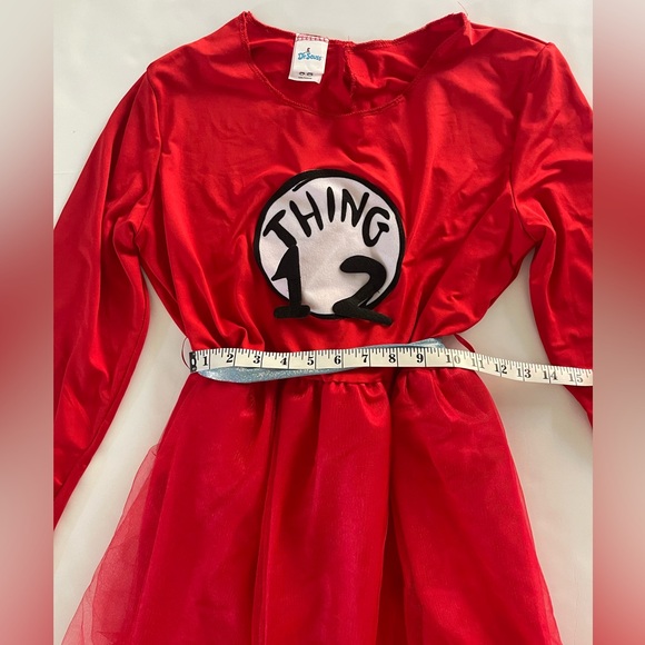 Dr. Seuss thing 1/2 dress, headband, tshirt and leggings costume size Large - Picture 4 of 12